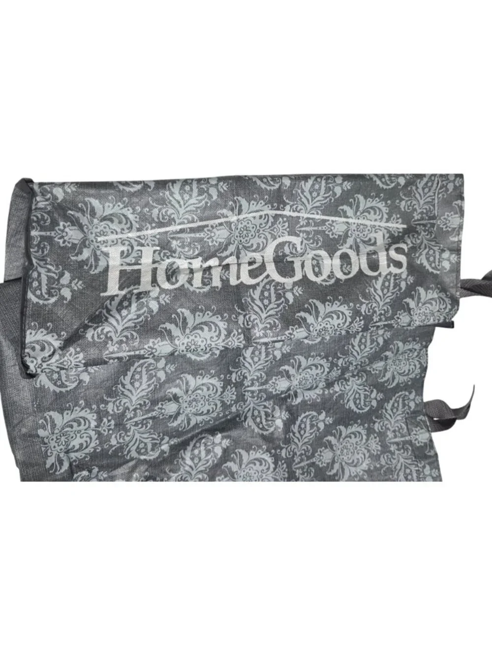 HomeGoods Gray Damask Reusable Shopping Tote Bag Handles Eco Friendly Recycle